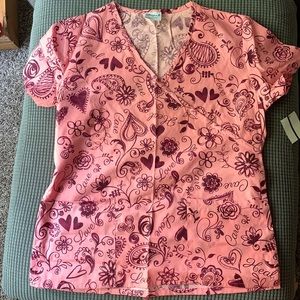 Heart and flower scrub top
